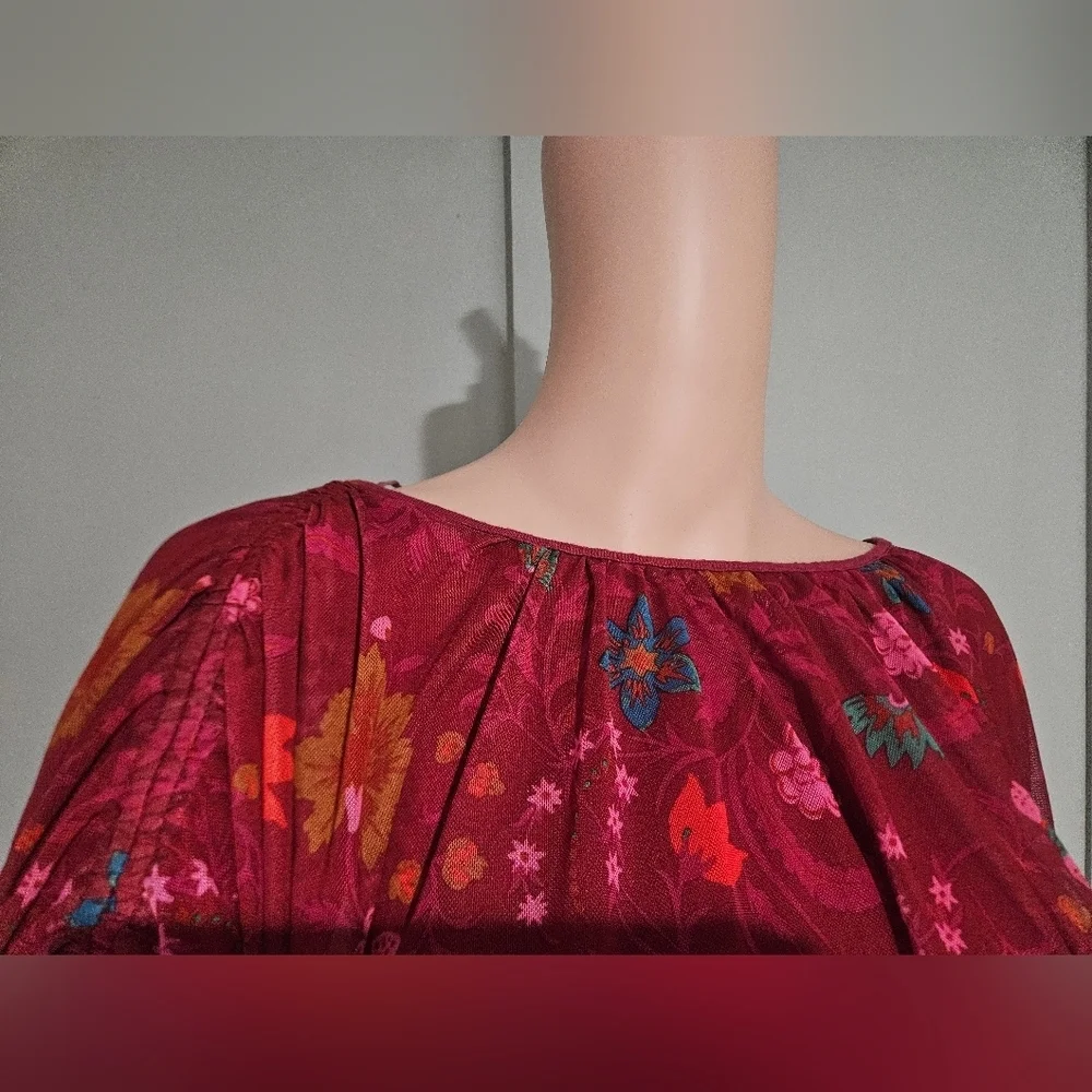 FREE PEOPLE Sheer Floral Wildflower Ruffle Sleeve Boho Blouse. XS